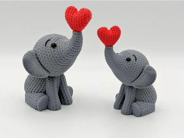Örgü Desenli Aşk Fil Figür Seti - Resim 3