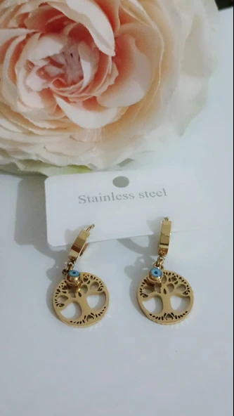 Nazar Boncuklu Hayat Ağacı Küpe - 3