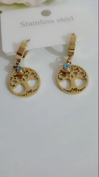 Nazar Boncuklu Hayat Ağacı Küpe