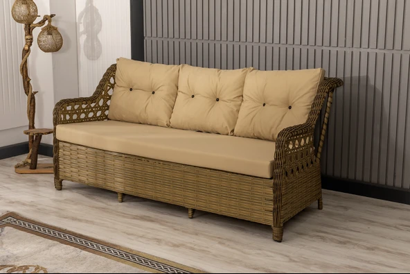 Btk Concept Datça Rattan Bahçe Mobilyası 3+1+1 Kahverengi/masalı - Resim 2