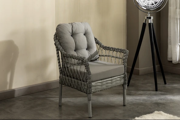 Btk Concept Milas 2'li Bahçe Ve Balkon Takımı Açık Gri 2+1+1 Masalı - 2