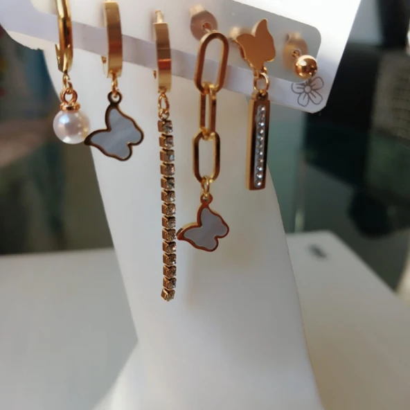 Zarif Paslanmaz Çelik Küpe Seti