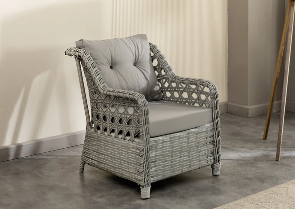 Btk Concept Datça Rattan Bahçe Mobilyası 3+1+1 Açık Gri/masalı - Resim 3