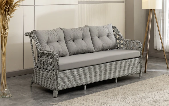 Btk Concept Datça Rattan Bahçe Mobilyası 3+1+1 Açık Gri/masalı - Resim 2