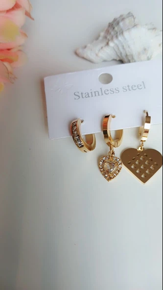 Aşkın Kalbi Çelik Küpe - 2