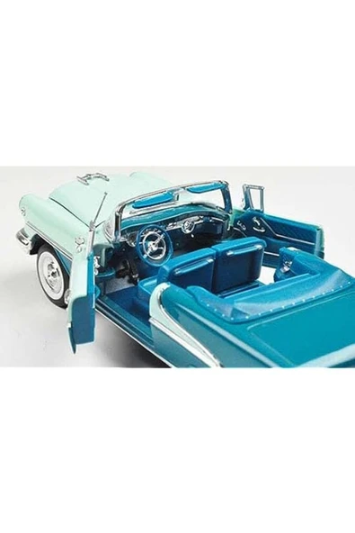 Koleksiyon 1955 Oldsmobile Super 88 Turquoise Green Metal Model Araba - 4