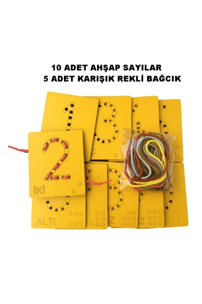 Trendy Toys Eğitici Ahşap Sayılar Ip Geçirme Montessori El Kası Geliştirme - 2
