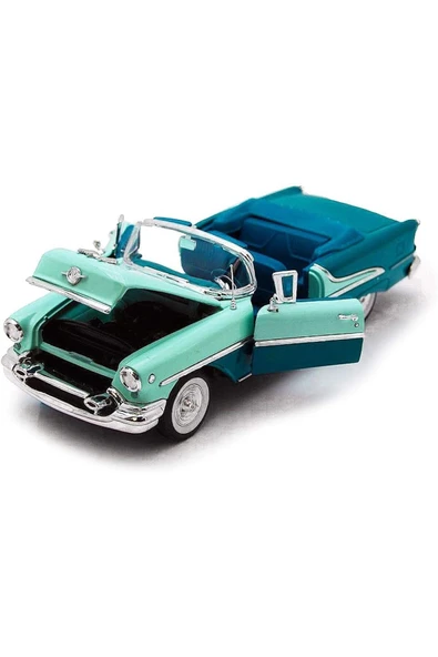 Koleksiyon 1955 Oldsmobile Super 88 Turquoise Green Metal Model Araba - 2