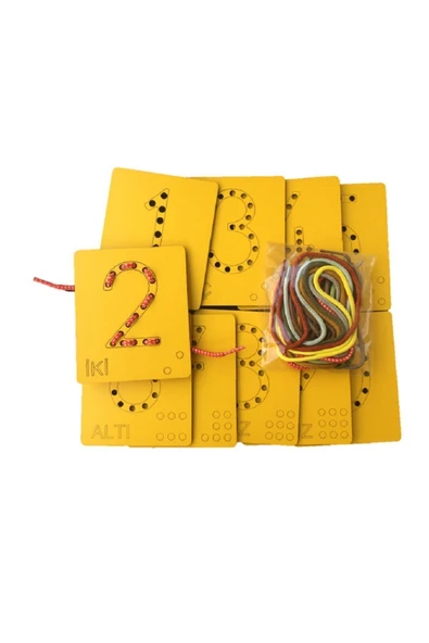 Trendy Toys Eğitici Ahşap Sayılar ve Şekiller Ip Geçirme  El Kası Geliştirme - 2