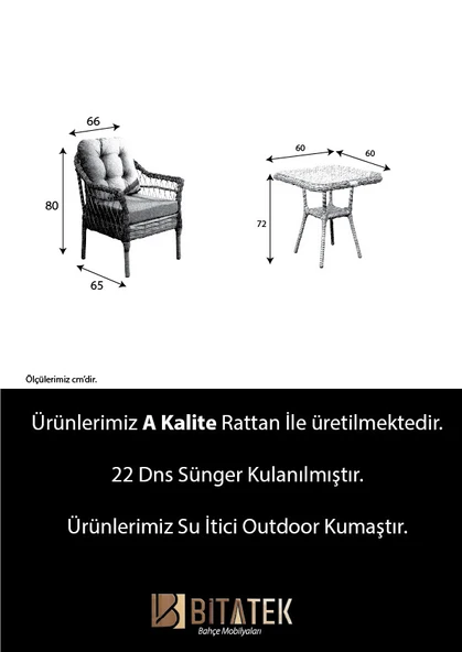 Btk Concept Milas Tekli Bahçe Ve Balkon Takımı Kahverengi 1+1 Masalı İki Kişilik - 6
