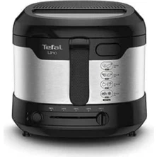 Tefal Uno M Fritöz FF215D | 1470 Watt | Kapasite: 1 kg | Ayarlanabilir Termostat | Pencereli | Damlama Pozisyonu | Paslanmaz Çelik/siyah