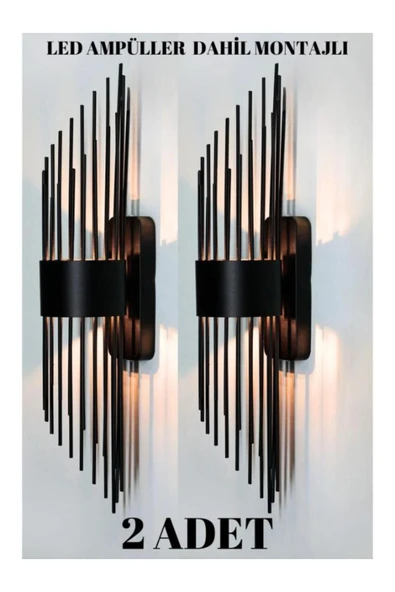 homecraft 2 Adet Modern Duvar Aplikleri Duvar Aplik Aydınlatma Led Ampülleri Dahil Duvar Lambası - 3