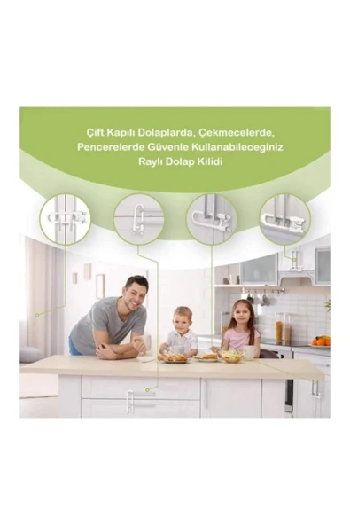 homecraft 2 Adet Raylı Dolap Kilidi Çocuk Bebek Güvenliği Emniyet Kilidi - 8
