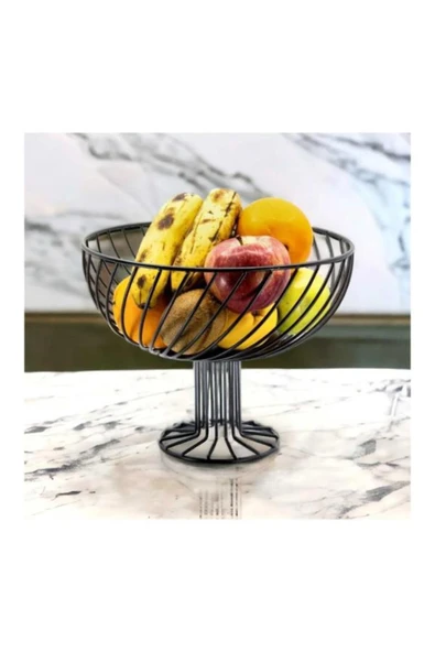 homecraft 1 Adet Dekoratif Dönence Dizayn Metal Meyvelik Sunum Sepeti - 4
