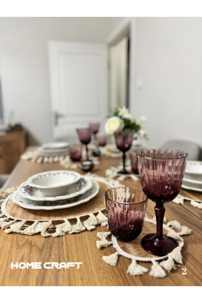 KENAN KAYA 4-Adet Bohem Jüt Supla Amerikan Servis Bardak Altlığı Seti (8 Parça) - 4