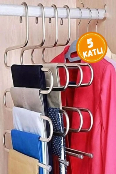 homecraft 3-Adet - Metal 5 Katlı Dolap Içi Pantolon Eşarp Şal Askısı , Çoklu Askılık, Dekoratif Akıllı Askı