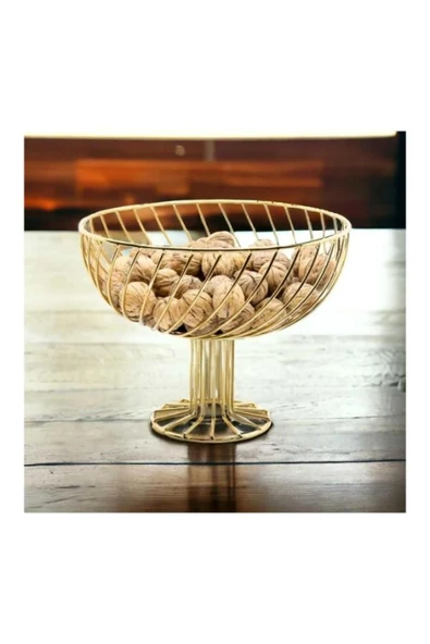 homecraft 1 Adet Dekoratif Dönence Dizayn Metal Meyvelik Sunum Sepeti - 6