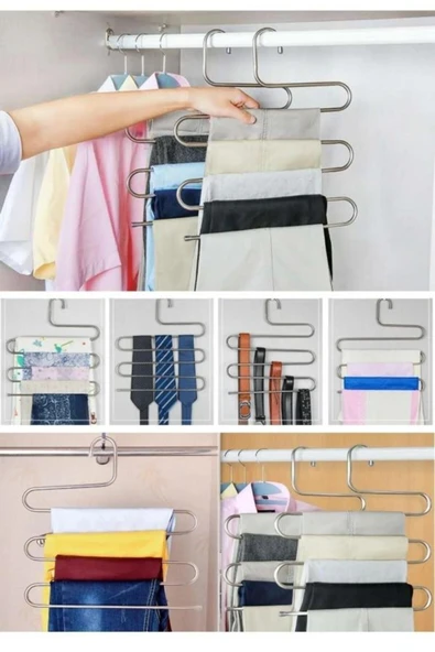 homecraft 3-Adet - Metal 5 Katlı Dolap Içi Pantolon Eşarp Şal Askısı , Çoklu Askılık, Dekoratif Akıllı Askı - 4