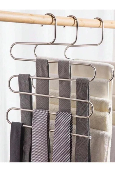 homecraft 3-Adet - Metal 5 Katlı Dolap Içi Pantolon Eşarp Şal Askısı , Çoklu Askılık, Dekoratif Akıllı Askı - 8