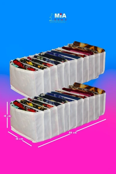 MİA Home Production 2 Adet Medium Boy / 11 Gözlü Çekmece Düzenleyici - Cepli Organizer - Akordiyon Düzenleyici