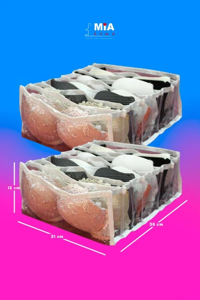 MİA Home Production 2 Adet Large Boy /Çekmece Düzenleyici - Cepli Organizer - Akordiyon Düzenleyici - Sütyen Düzenleyici