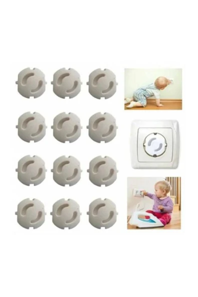 KENAN KAYA 12 Adet Priz Kapağı Priz Kapatıcı Priz Koruma Kapağı Beyaz Renk - 3
