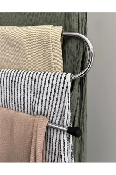 SER&YAT 3 adet Metal Dolap İçi  Krom Askı 5 Katlı Paslanmaz Organizer Pantalon Eşarp Etek askısı - 3