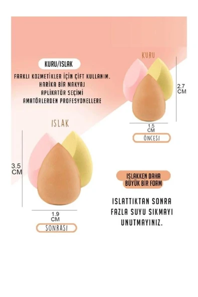 RANA BEAUTY Kalpli 3'lü Standlı Sünger Sarı - 6