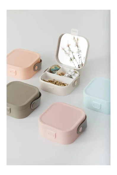 KENAN KAYA Aynalı Mini Makyaj Takı Kutusu, Çanta İçi Aynalı Mini Makyaj Takı Kutusu Beyaz - 3