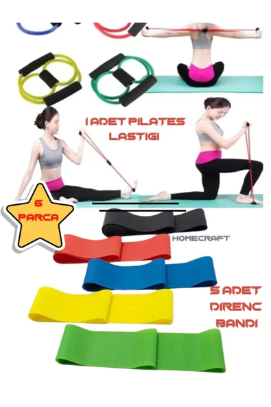 homecraft 6 Lı Set Aerobik Bandı Fitness Egzersiz Plates Direnç Lastiği Crossfit Kas Germe Ve Jimnastik Seti ürün görseli 1