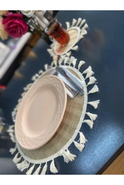 KENAN KAYA 2-Adet Amerikan Servis Runner,Sunum Supla Çeyiz Takımı Örgü Tabak Altı Yanmaz 35 cm - 3