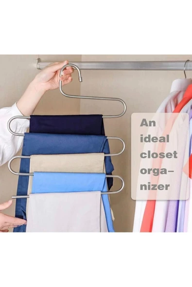 Alphom 5 Katlı Metal Pantalon Eşarp Askısı Dolap Içi Düzenleyici Pantolon Askısı Pratik Düzenleme Askılık - 3