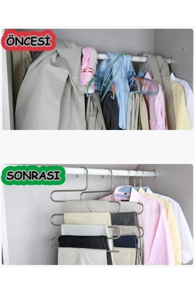 KENAN KAYA 5 Katlı Metal Elbise Askısı Giysi Pantolon Eşarp Fular Havlu Kravat Düzenleyici - 8