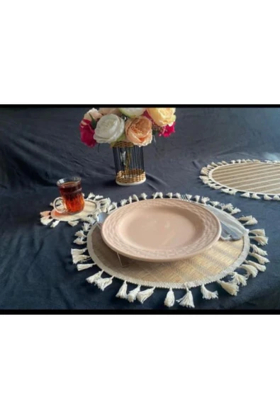 KENAN KAYA 2-Adet Amerikan Servis Runner,Sunum Supla Çeyiz Takımı Örgü Tabak Altı Yanmaz 35 cm - 4