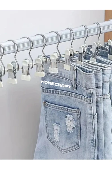 homecraft 4lü Paslanmaz Çelik Pantolon,Şal,Şapka,Fular,Askısı ,Çanta Askısı Mandallı Askı - 2