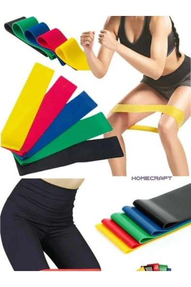 homecraft 6 Lı Set Aerobik Bandı Fitness Egzersiz Plates Direnç Lastiği Crossfit Kas Germe Ve Jimnastik Seti - 4