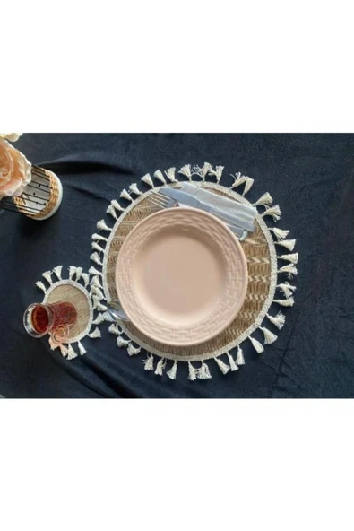 KENAN KAYA 4-Adet Amerikan Servis Runner,Sunum Supla Çeyiz Takımı Örgü Tabak Altı Yanmaz 35 cm - 6