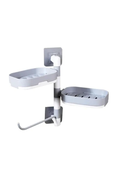 KENAN KAYA Yapışkanlı döner çekmeceli su hazneli havluluklu çok amaçlı sabunluk organizer düzenleyici - 5