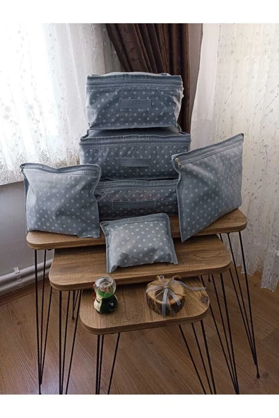 ALERİA CONCEPT Puantiye Desen Bebek Doğum Çantası 6 Parça Düzenleyici - 5