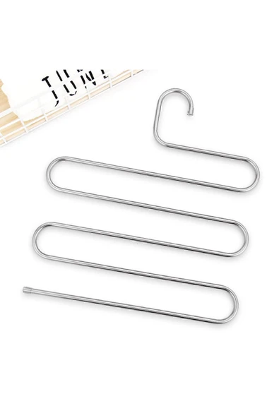 Greathings 2 Adet - Metal 5 Katlı Dolap İçi Pantolon Eşarp Şal Askısı, Çoklu Askılık, Dekoratif Akıllı Askı - 4