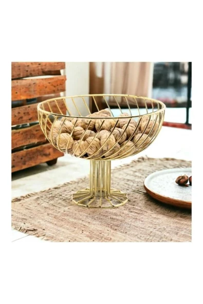 homecraft 1 Adet Dekoratif Dönence Dizayn Metal Meyvelik Sunum Sepeti - 5