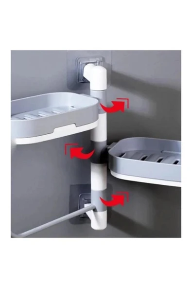 KENAN KAYA Yapışkanlı döner çekmeceli su hazneli havluluklu çok amaçlı sabunluk organizer düzenleyici - 3