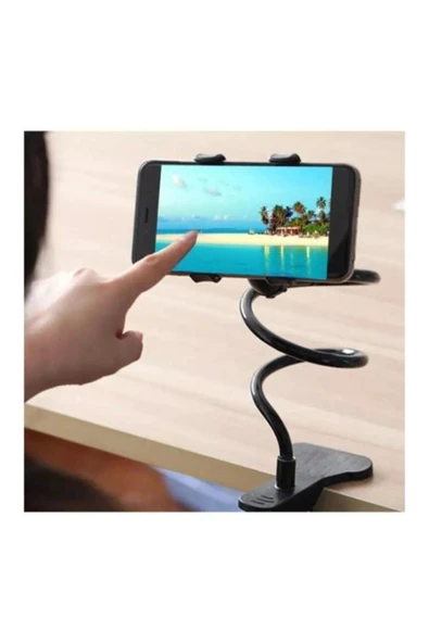 KENAN KAYA Siyah Akrobat Telefon Tutucu Oynar Başlıklı Klipsli Araç Içi Masa Kenarı Telefon Tutacağı - 2