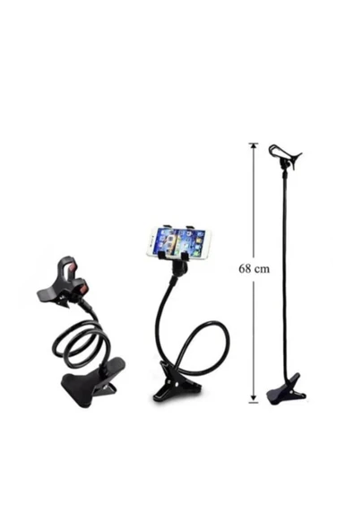 KENAN KAYA Siyah Akrobat Telefon Tutucu Oynar Başlıklı Klipsli Araç Içi Masa Kenarı Telefon Tutacağı - 5