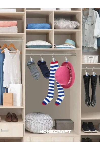 homecraft 4lü Paslanmaz Çelik Pantolon,Şal,Şapka,Fular,Askısı ,Çanta Askısı Mandallı Askı - 5