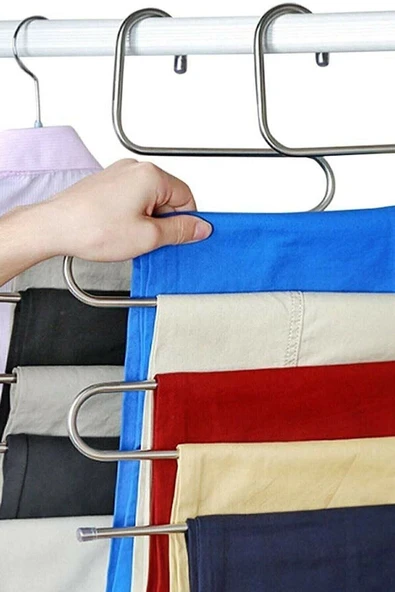 YSC HOME 2 Adet Dolap Içi 5 Kat Katlı Pantolon Eşarp Şal Askısı 5 Katlı Askı - 3