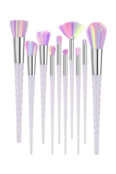 RANA BEAUTY 10'lu Makyaj Fırça Seti Lila Renk Örgü Sap - 3