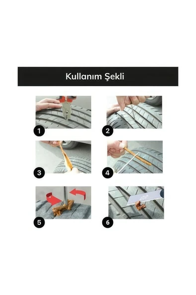 Rabadon Araba Motosiklet Otomobil Bisiklet Lastik Tamir Kiti Araç Bakım Seti 6 Parça - 5