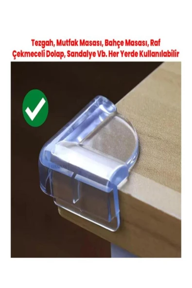homecraft 4'lü Set Silikon Çocuk Masa Cam Çarpışma Mobilya Mutfak Tezgahı Sehpa Köşe Kenarı Yastık Koruyucu - 6