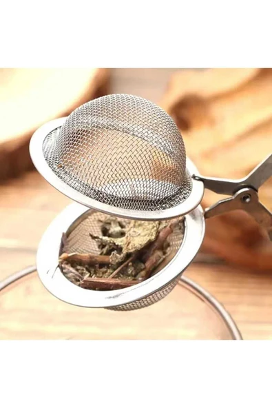 Mahmood Tea Paslanmaz Çelik Bitki Çayı Demleme Süzgeci Maşalı Çay Süzgeci x 2 Adet - 3